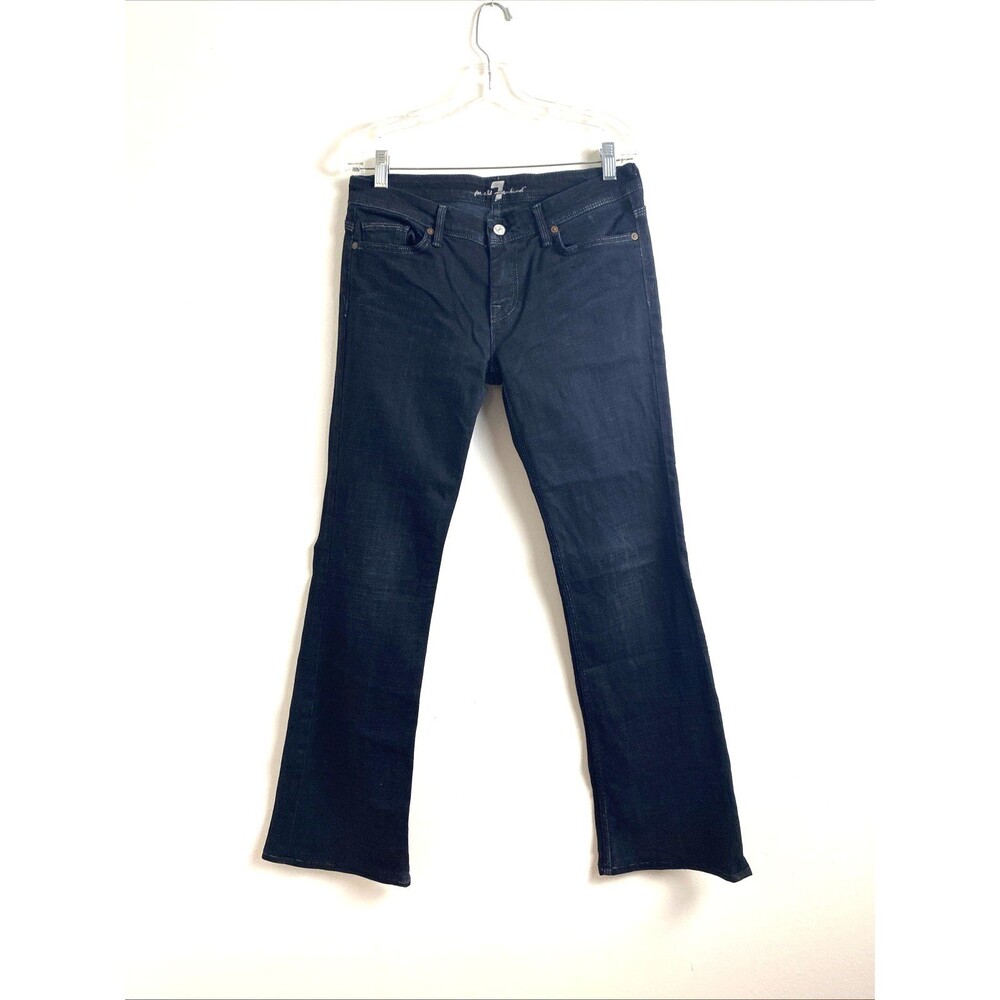 7 For All Mankind Black Jeans Women’s Size 29 Bootcut Dark Wash Low Rise Stretch
